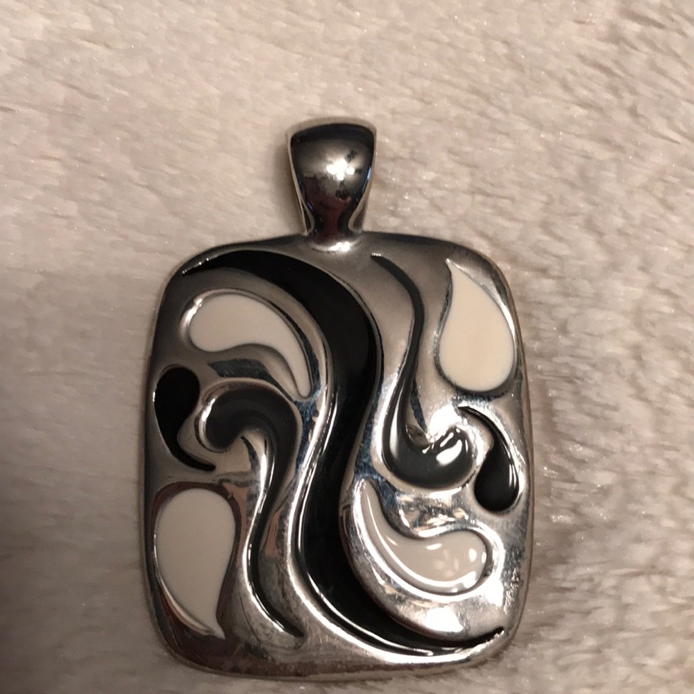 Lia Sophia silver, black, charcoal & white slide